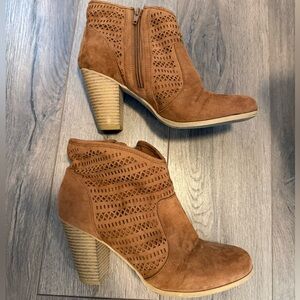 Chic Brown Heeled Boots with Cutout Design MTI Design